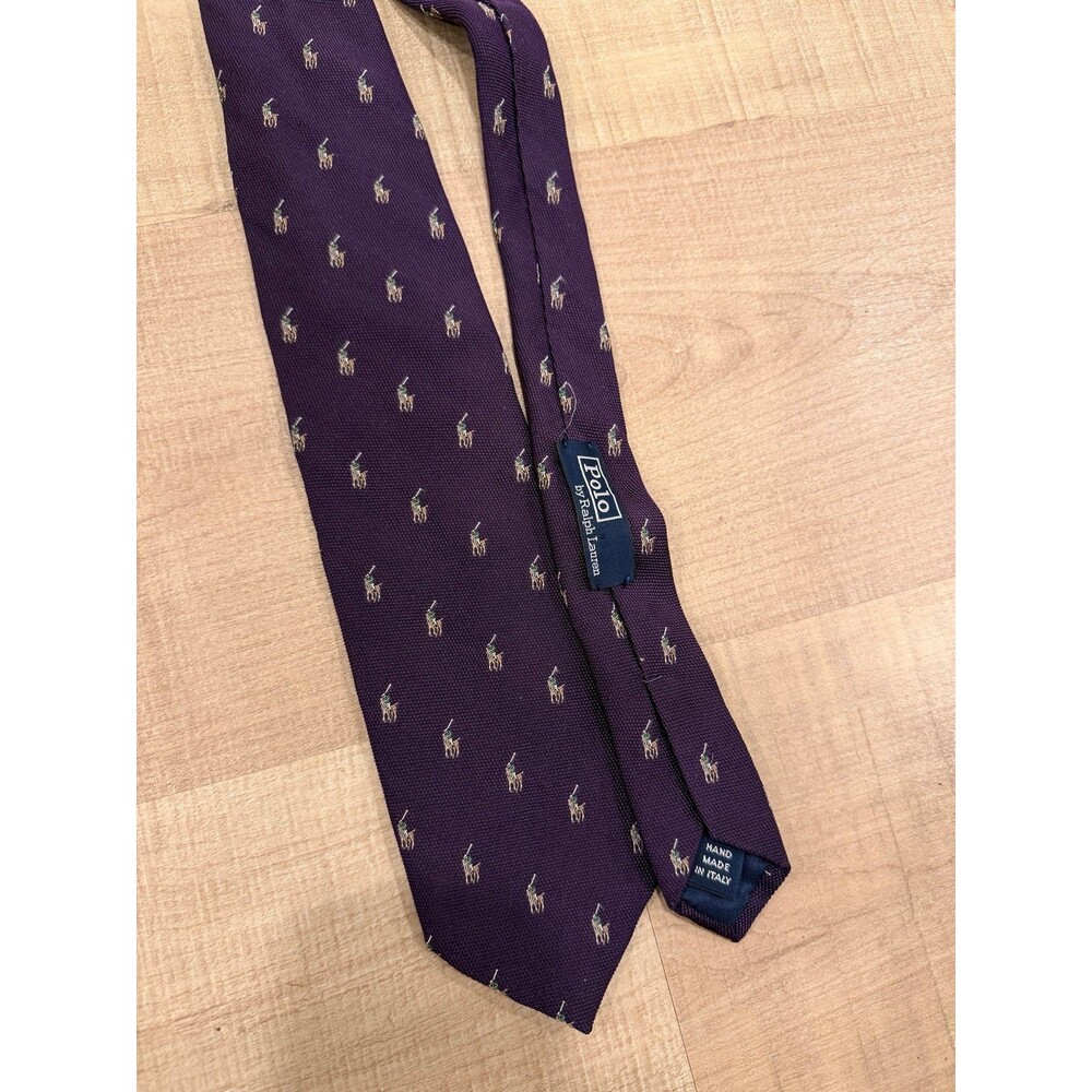 Vintage Polo Ralph Lauren Tie Purple Polo Pony Equestrian Made in Italy